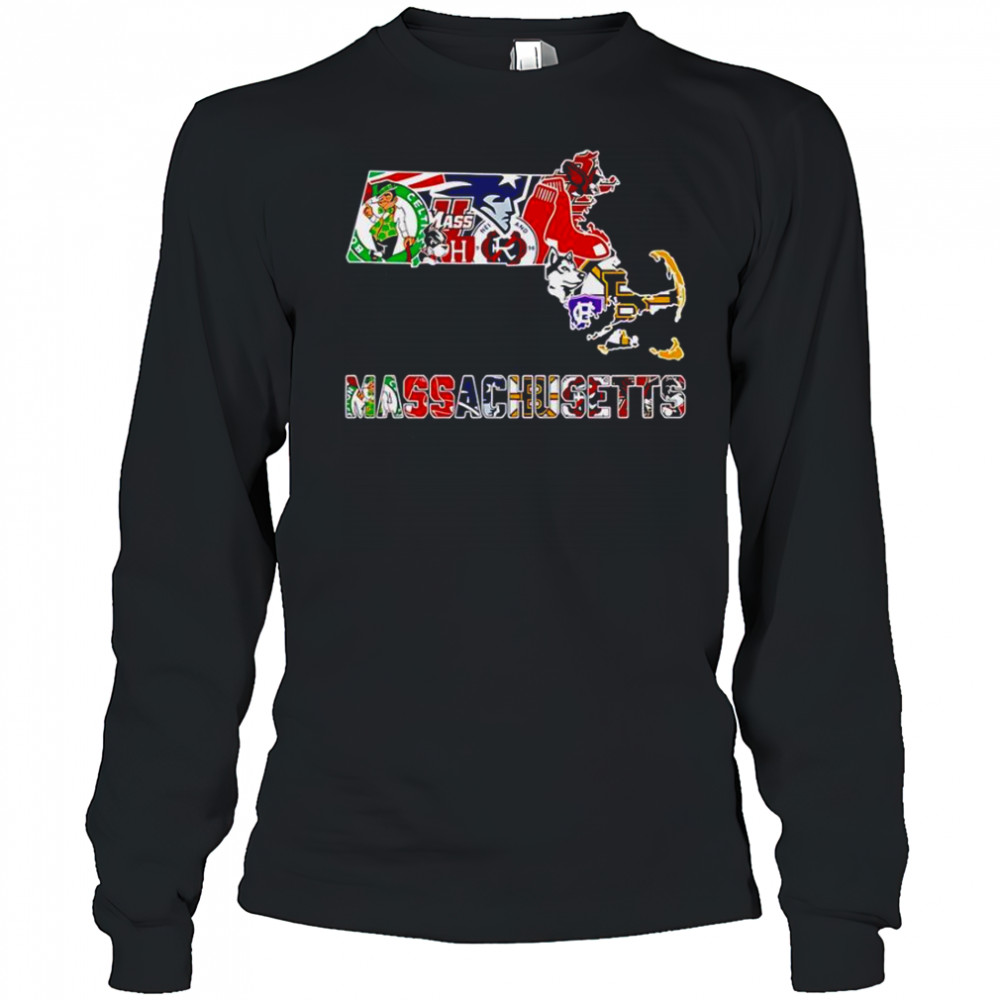 Massachusetts Sports Map T-Shirt Long Sleeved