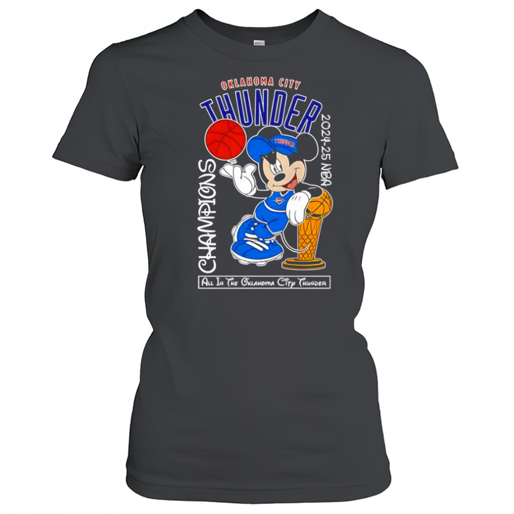 Mickey Mouse Oklahoma City Thunder 2024-25 NBA Champions T-Shirt Women's T-shirt
