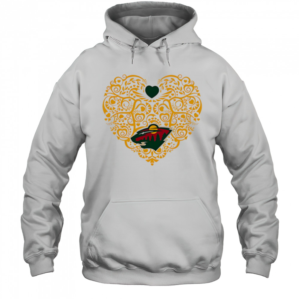 Minnesota Wild Floral Pattern Heart logo shirt Hoodie