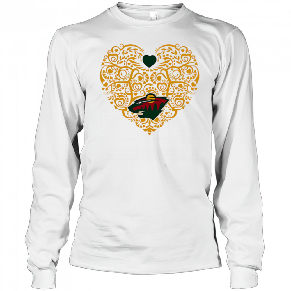 Minnesota Wild Floral Pattern Heart logo shirt Long Sleeved