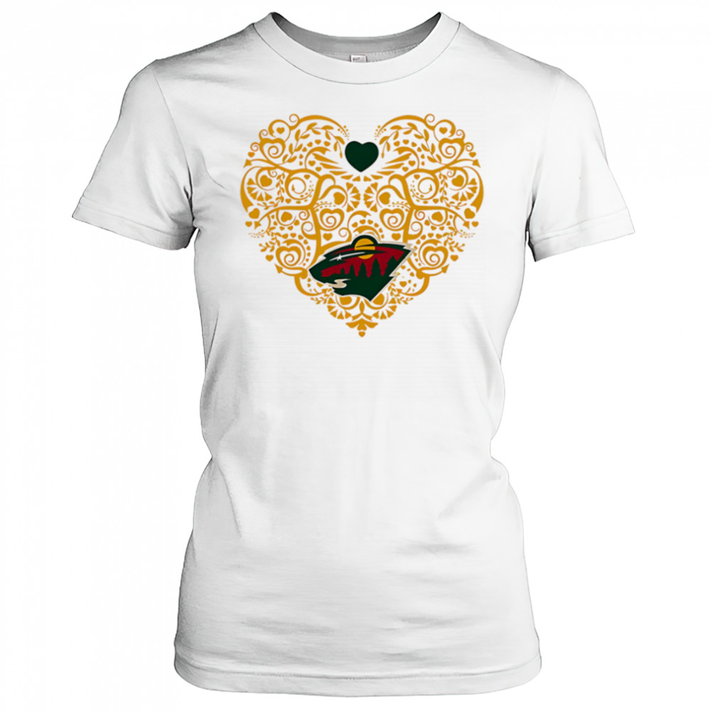 Minnesota Wild Floral Pattern Heart logo shirt Women's T-shirt