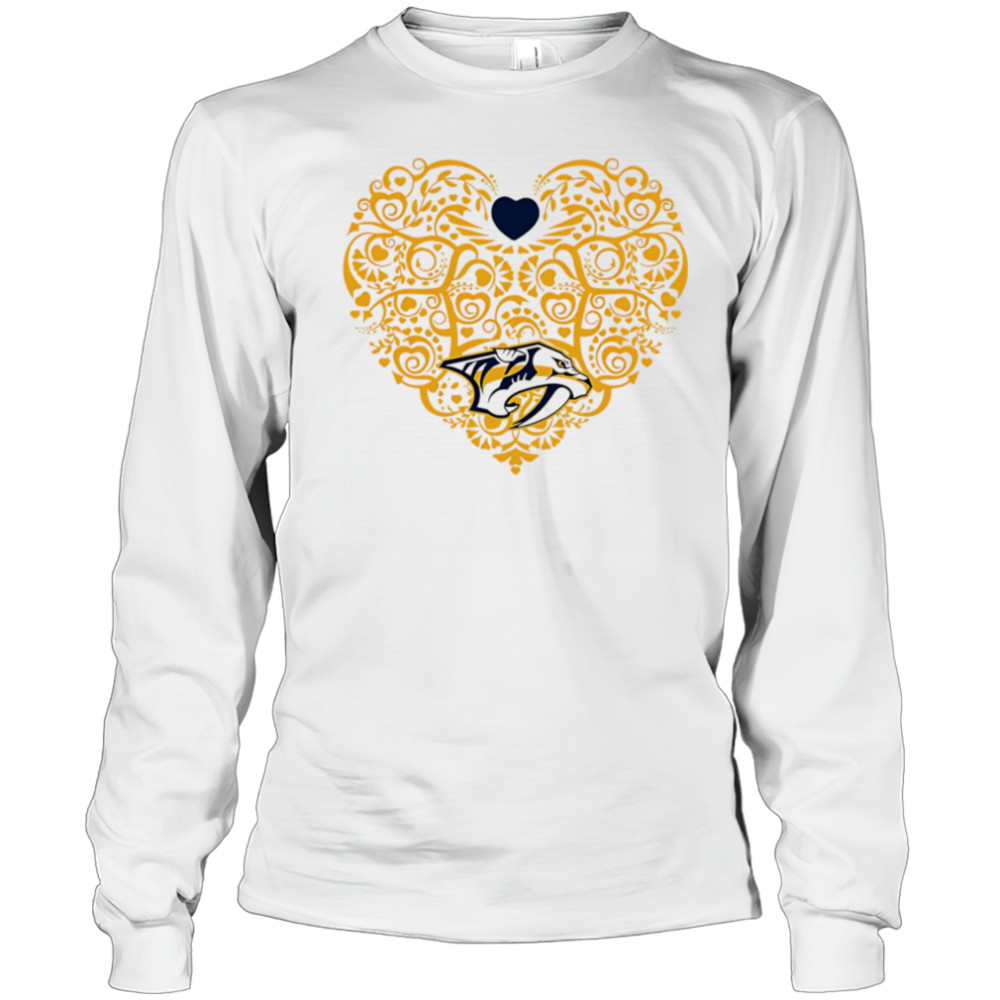 Nashville Predators Floral Pattern Heart logo shirt Long Sleeved
