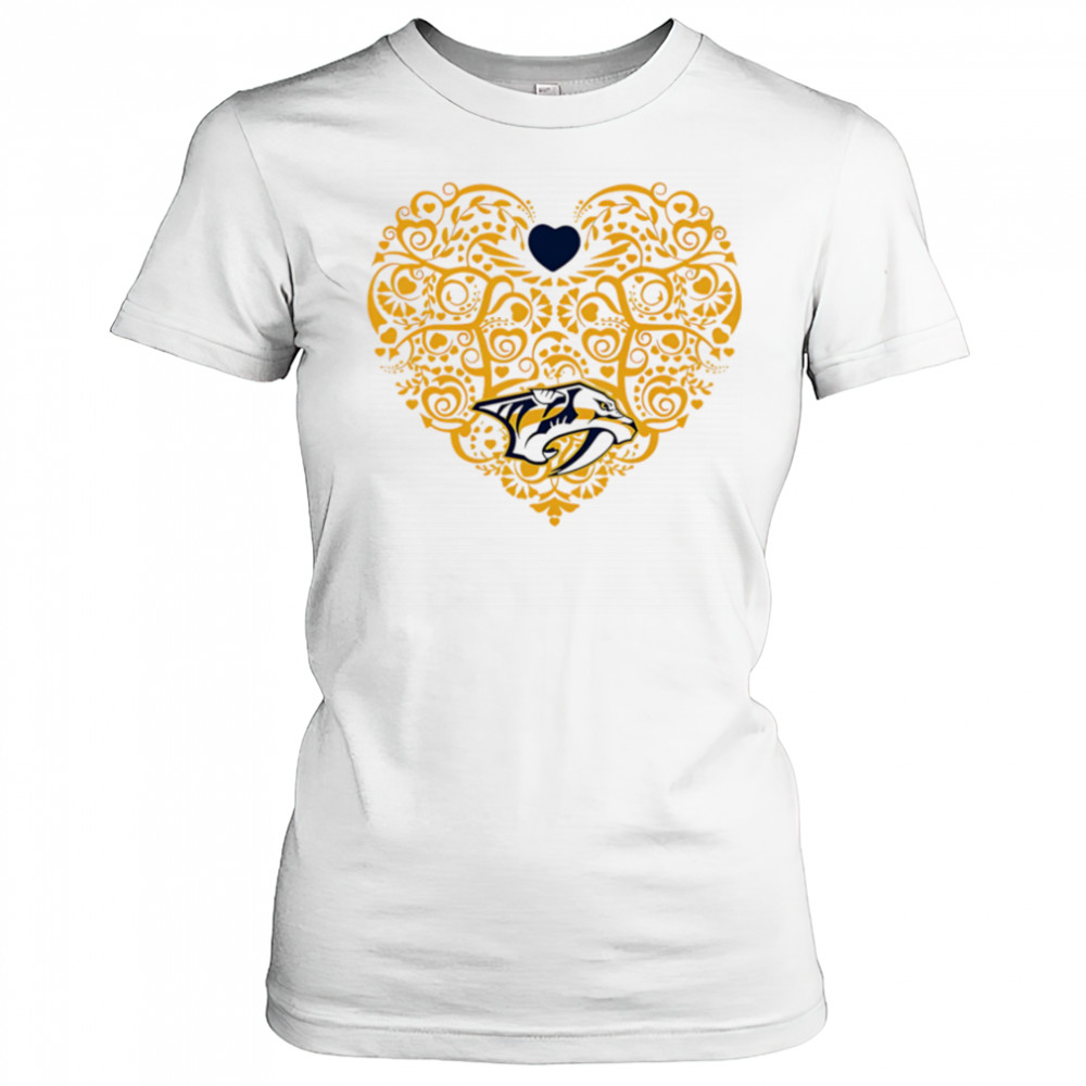Nashville Predators Floral Pattern Heart logo shirt Women's T-shirt