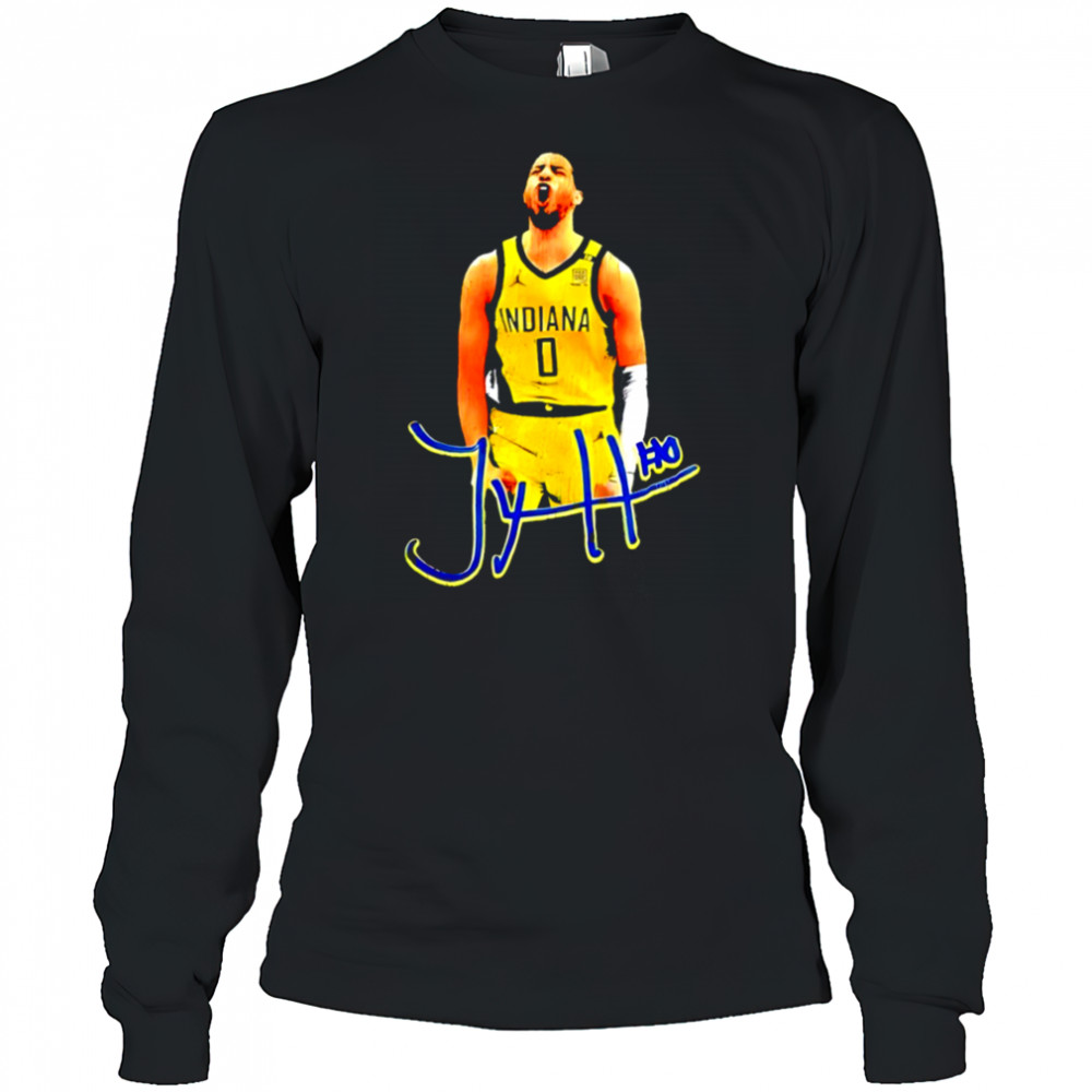 NBA Finals 2025 Tyrese Haliburton player Indiana Pacers Basketball signature shirt Long Sleeved