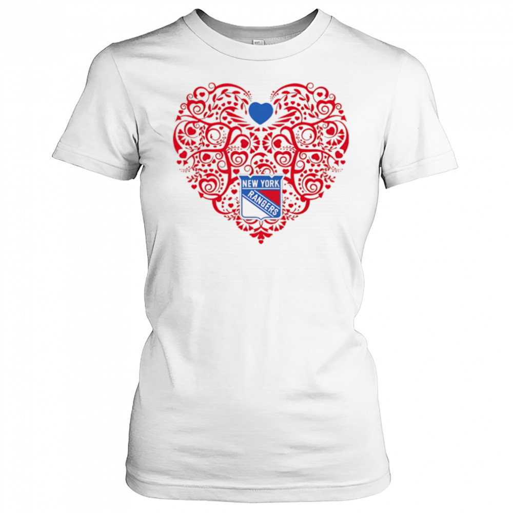 New York Rangers Floral Pattern Heart logo shirt Women's T-shirt