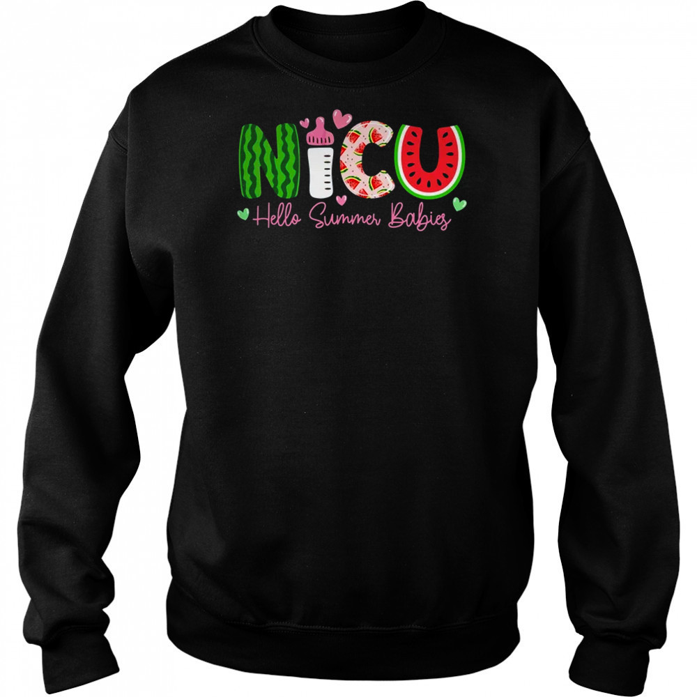 NICU Nurse Hello Summer Watermelon Funny Nursing Girls Women shirt Hoodie