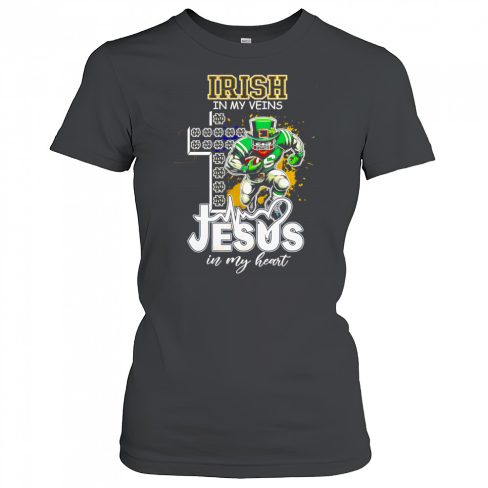 Notre Dame Fighting Irish In My Veins Jesus In My Heart shirt Women's T-shirt