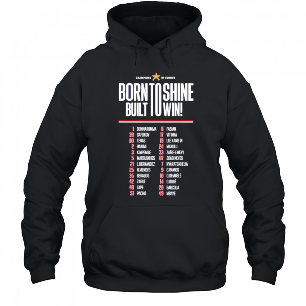 Paris Saint-germain 2025 Champions League Winners Roster T-shirt Hoodie