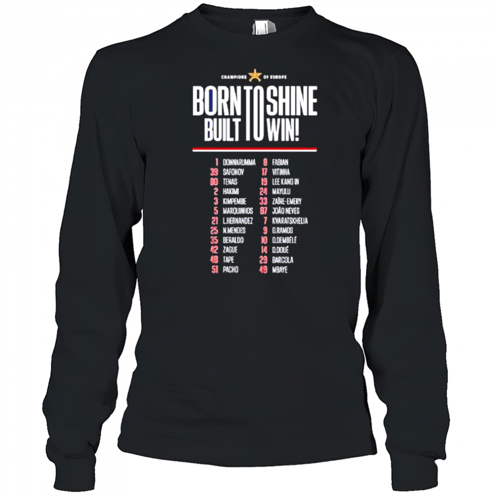 Paris Saint-germain 2025 Champions League Winners Roster T-shirt Long Sleeved