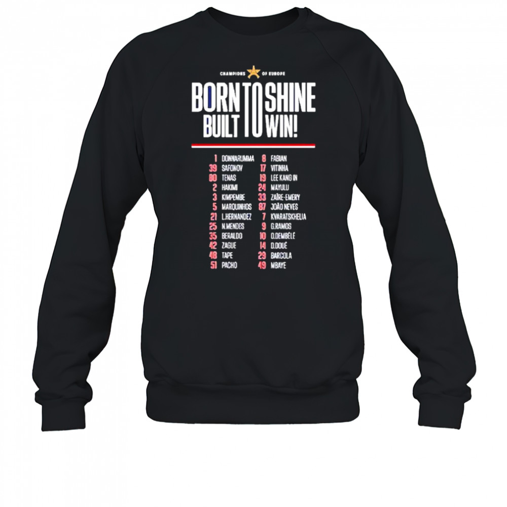 Paris Saint-germain 2025 Champions League Winners Roster T-shirt Sweatshirt