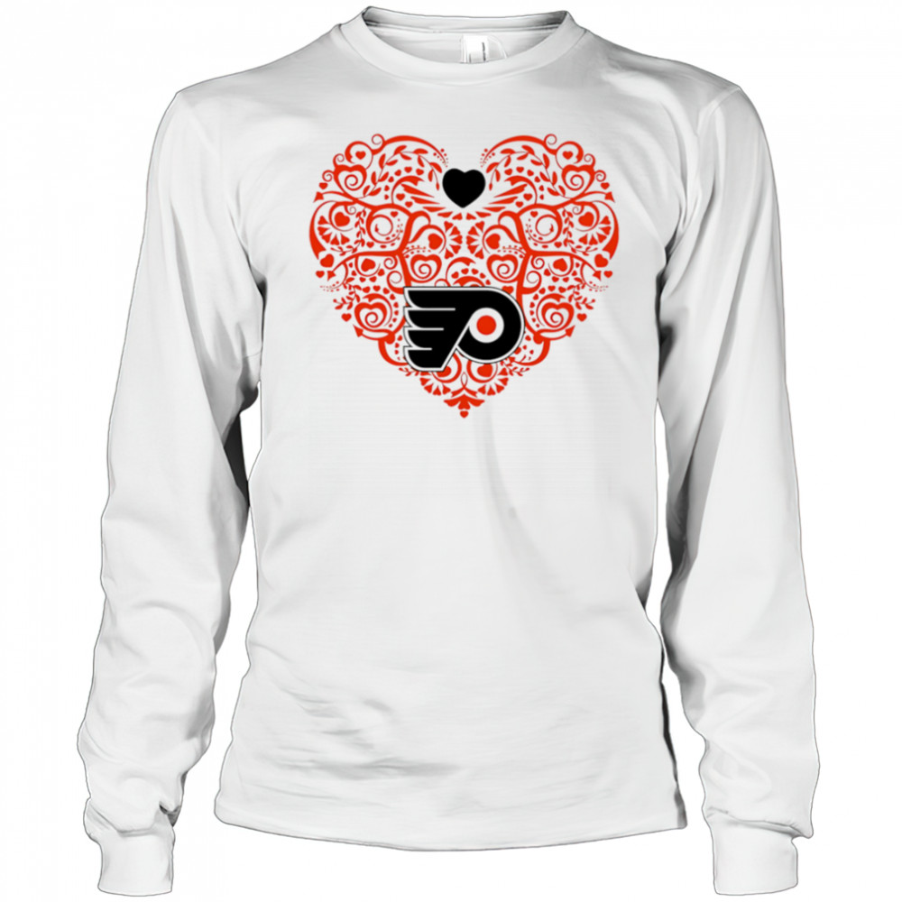 Philadelphia Flyers Floral Pattern Heart logo shirt Long Sleeved