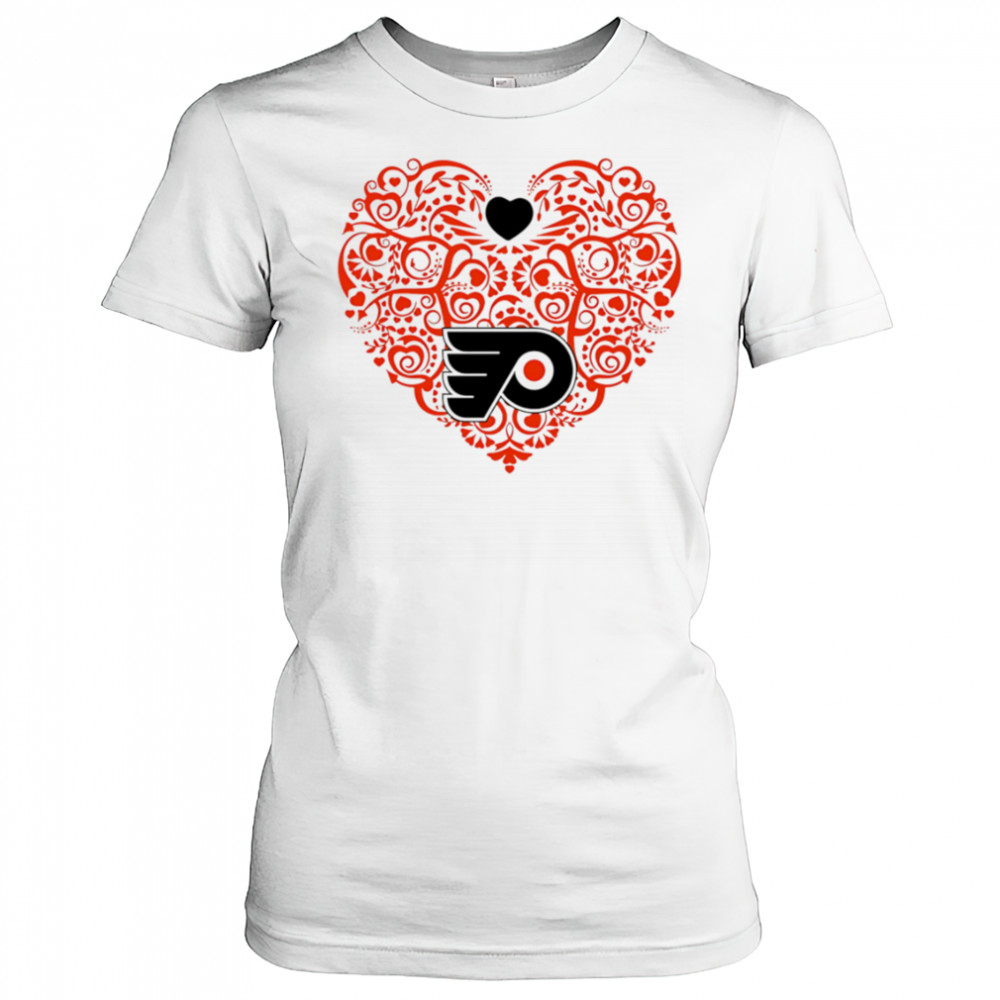Philadelphia Flyers Floral Pattern Heart logo shirt Women's T-shirt