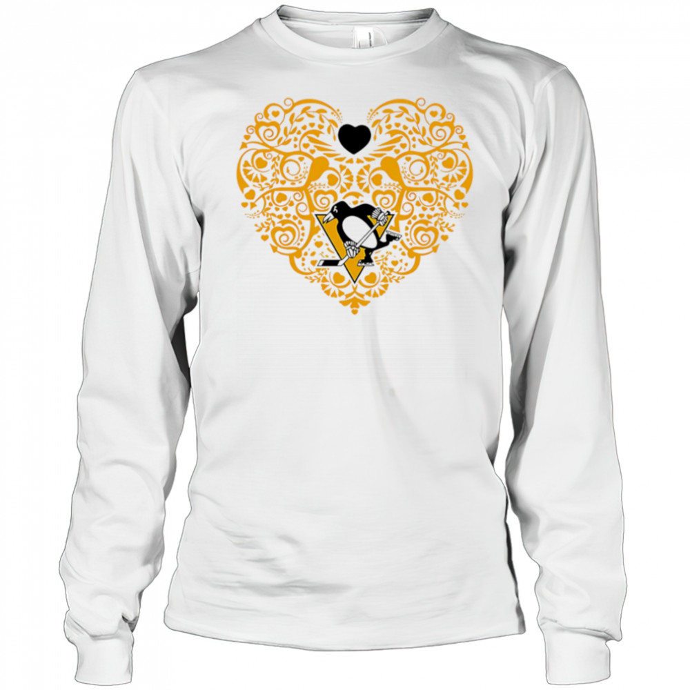 Pittsburgh Penguins Floral Pattern Heart logo shirt Long Sleeved