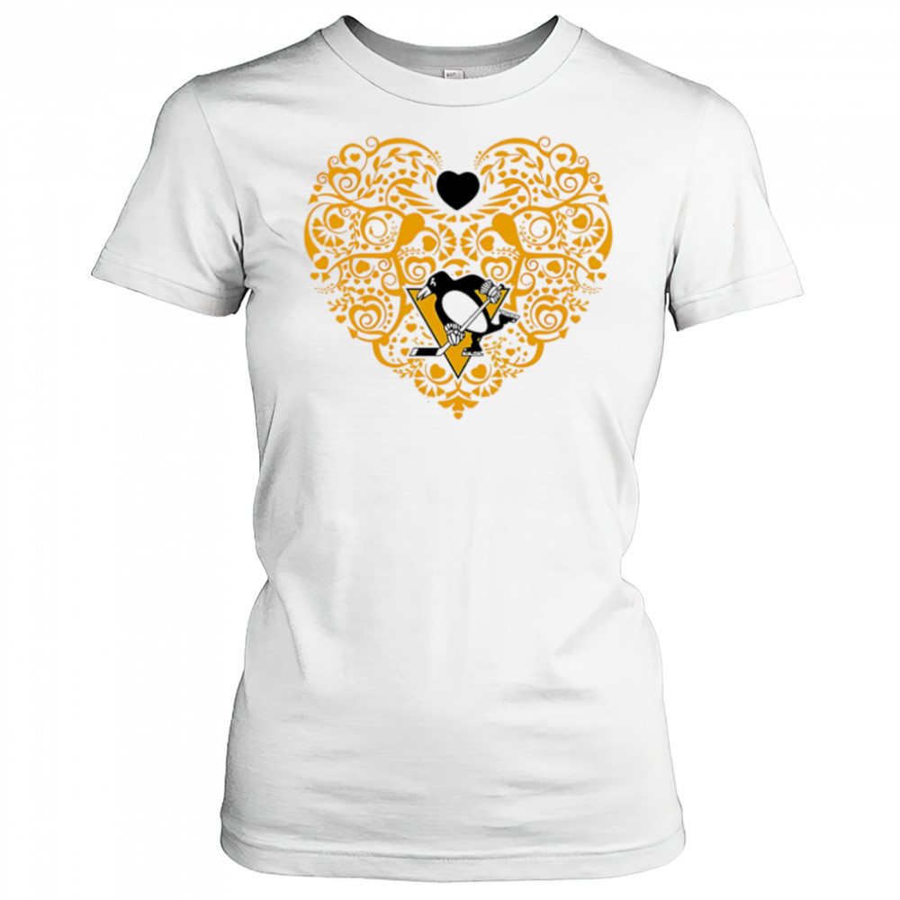 Pittsburgh Penguins Floral Pattern Heart logo shirt Women's T-shirt