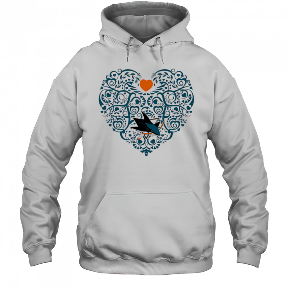 San Jose Sharks Floral Pattern Heart logo shirt Hoodie