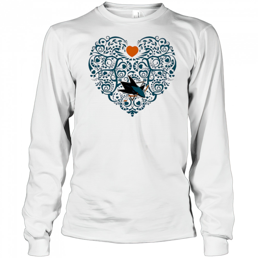 San Jose Sharks Floral Pattern Heart logo shirt Long Sleeved