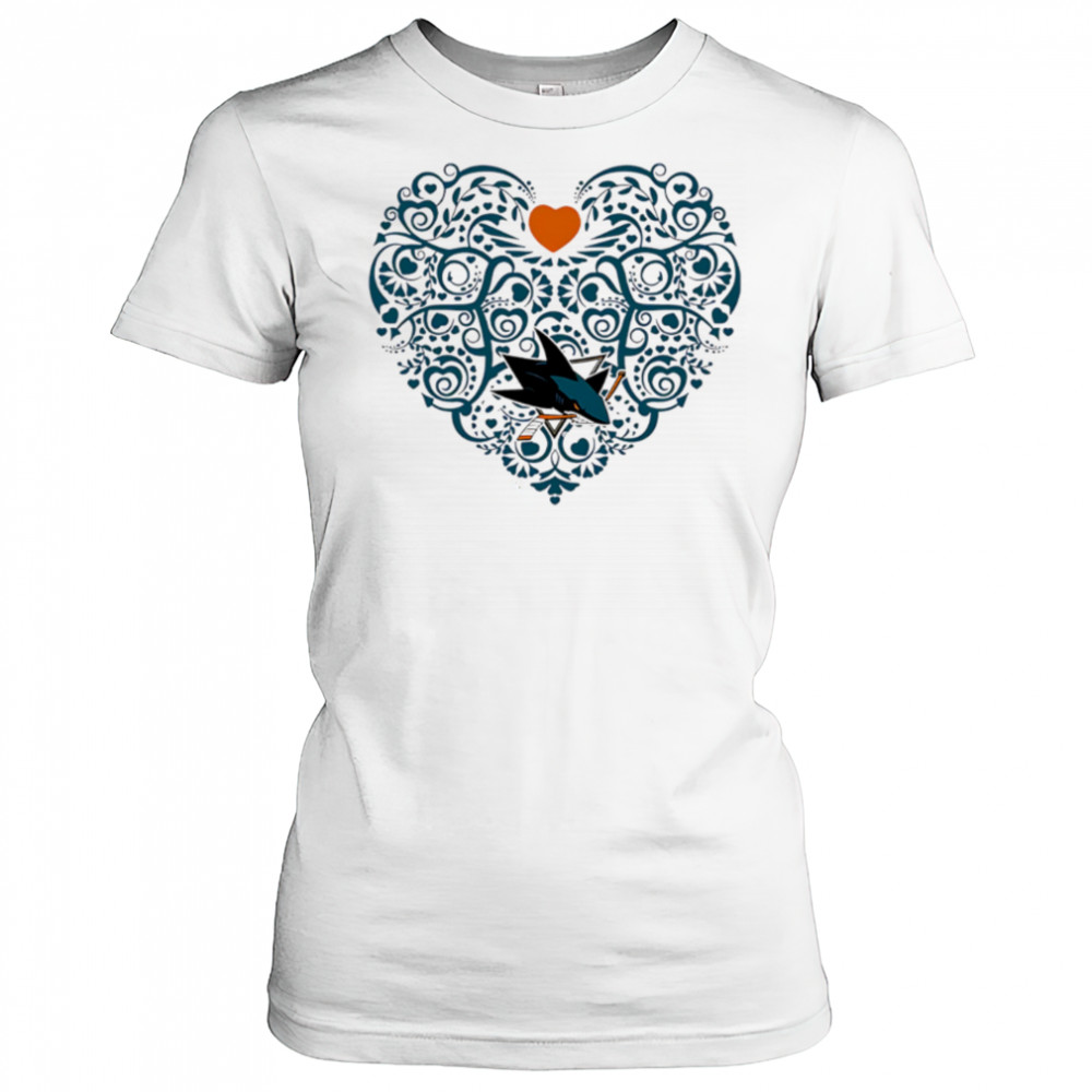 San Jose Sharks Floral Pattern Heart logo shirt Women's T-shirt