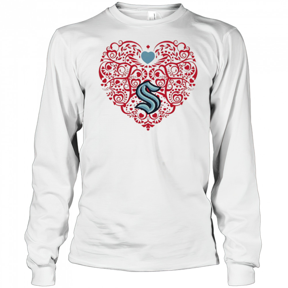 Seattle Kraken Floral Pattern Heart logo shirt Long Sleeved