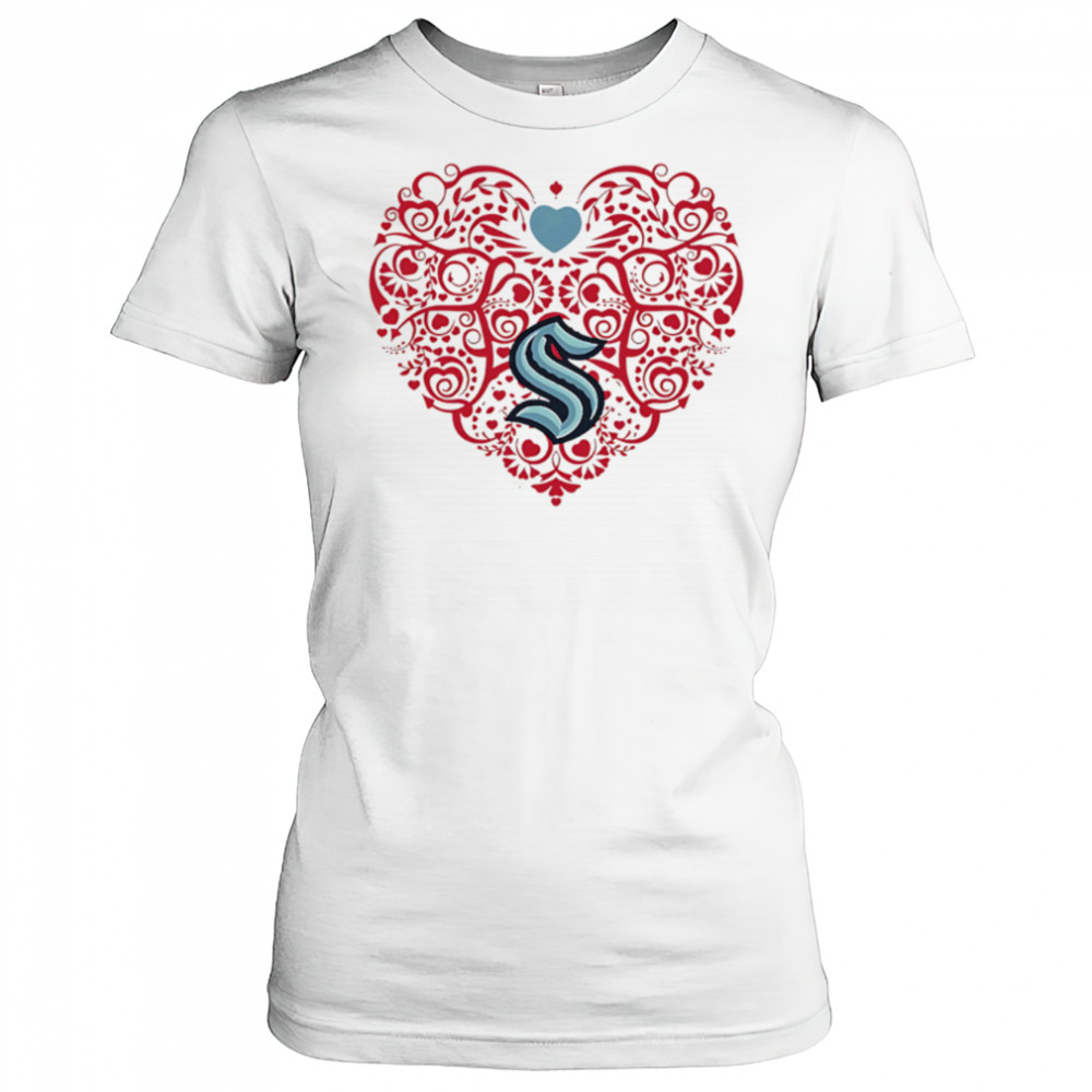 Seattle Kraken Floral Pattern Heart logo shirt Women's T-shirt