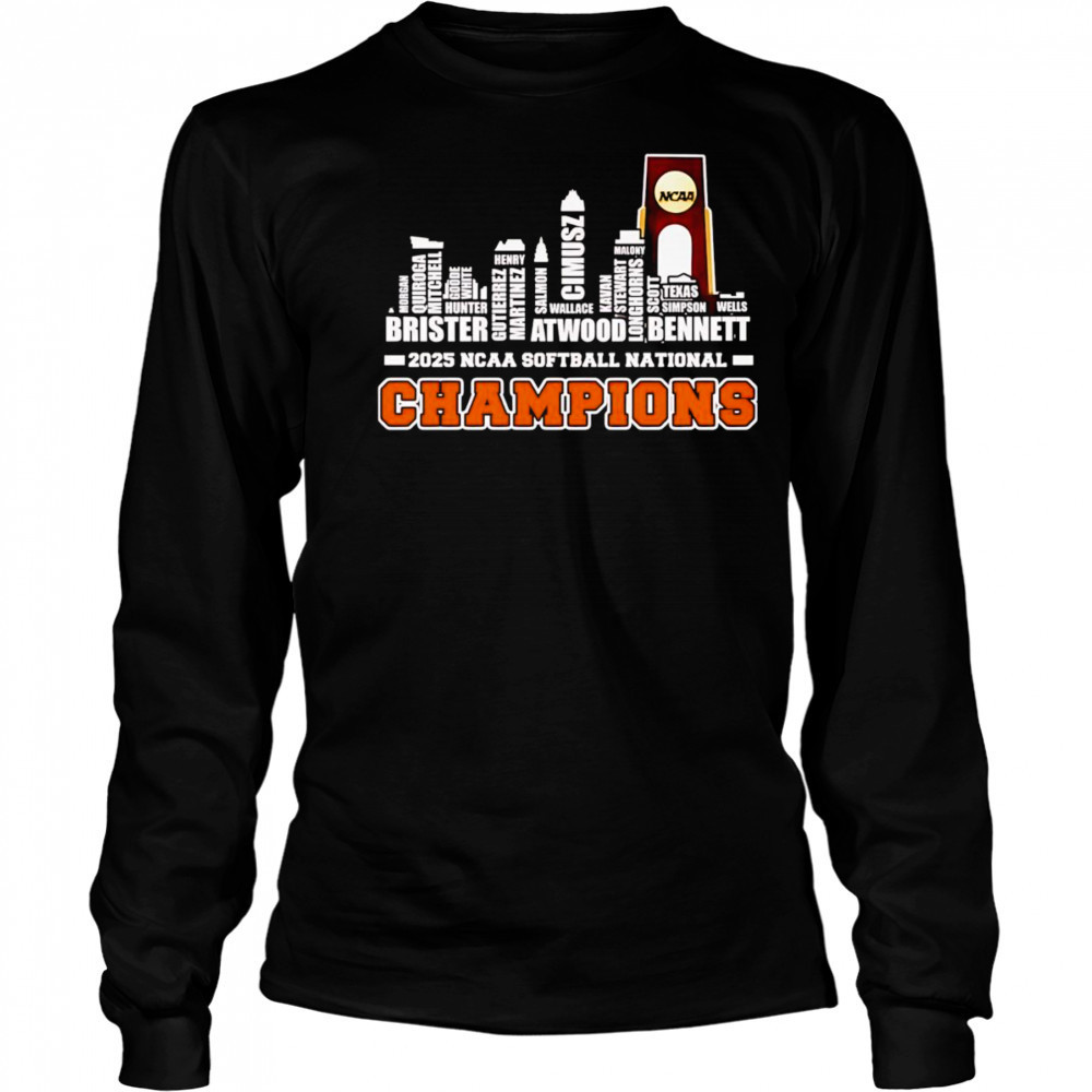 Skyline name 2025 NCAA Softball National Champions Texas Longhorns shirt Long Sleeved