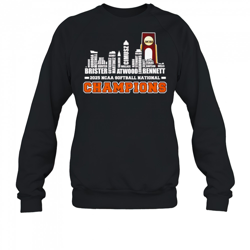 Skyline name 2025 NCAA Softball National Champions Texas Longhorns shirt Sweatshirt