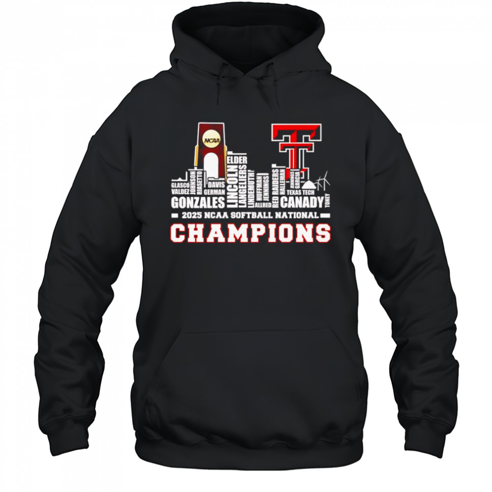 Skyline name 2025 NCAA Softball National Champions Texas Tech Red Raiders shirt Hoodie