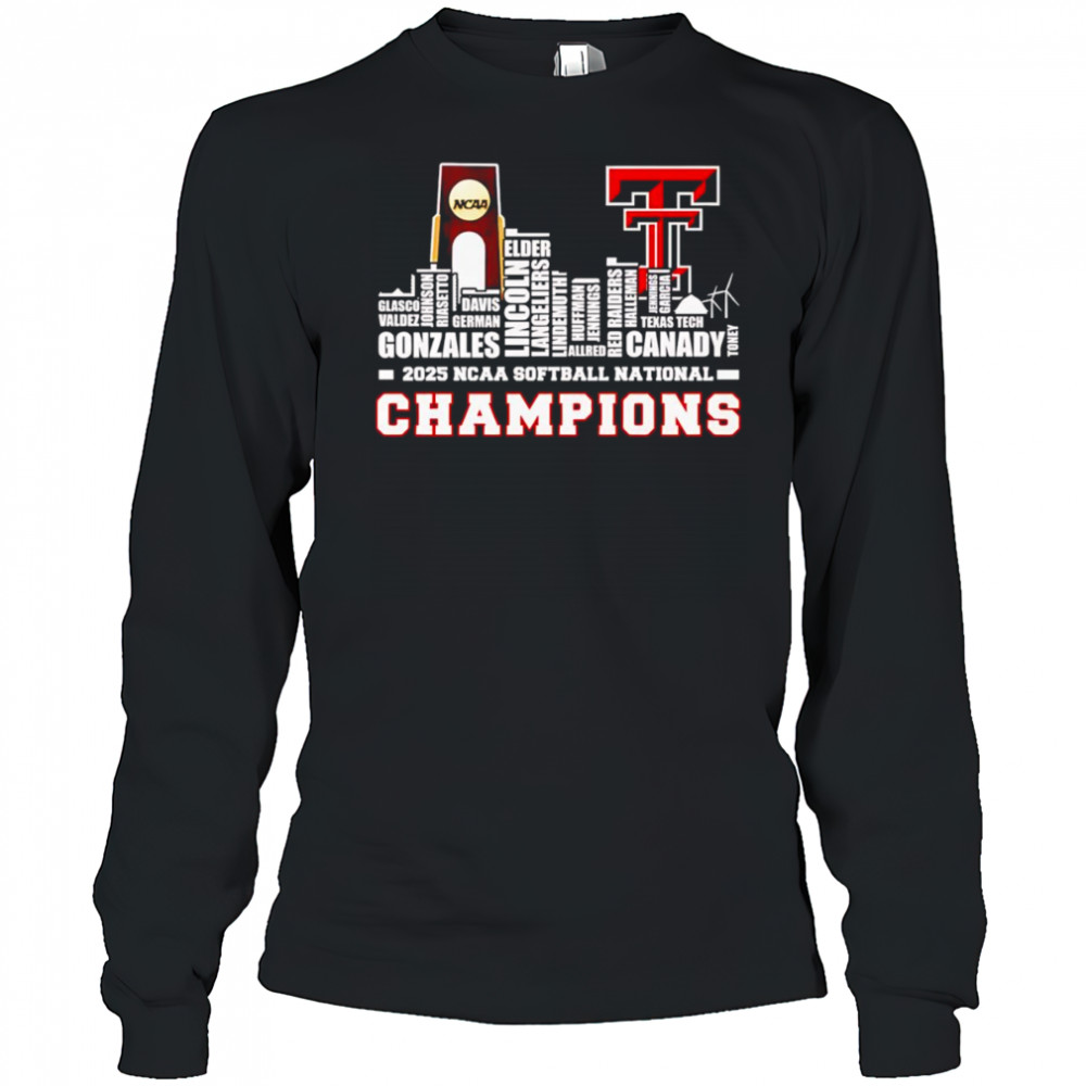Skyline name 2025 NCAA Softball National Champions Texas Tech Red Raiders shirt Long Sleeved