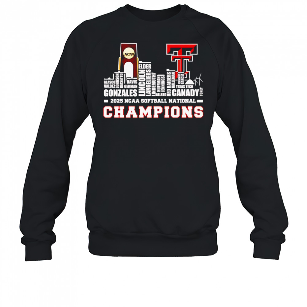 Skyline name 2025 NCAA Softball National Champions Texas Tech Red Raiders shirt Sweatshirt