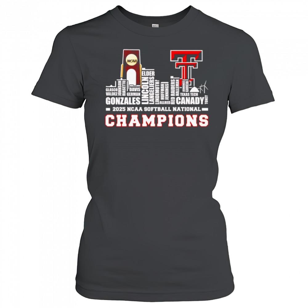Skyline name 2025 NCAA Softball National Champions Texas Tech Red Raiders shirt Women's T-shirt