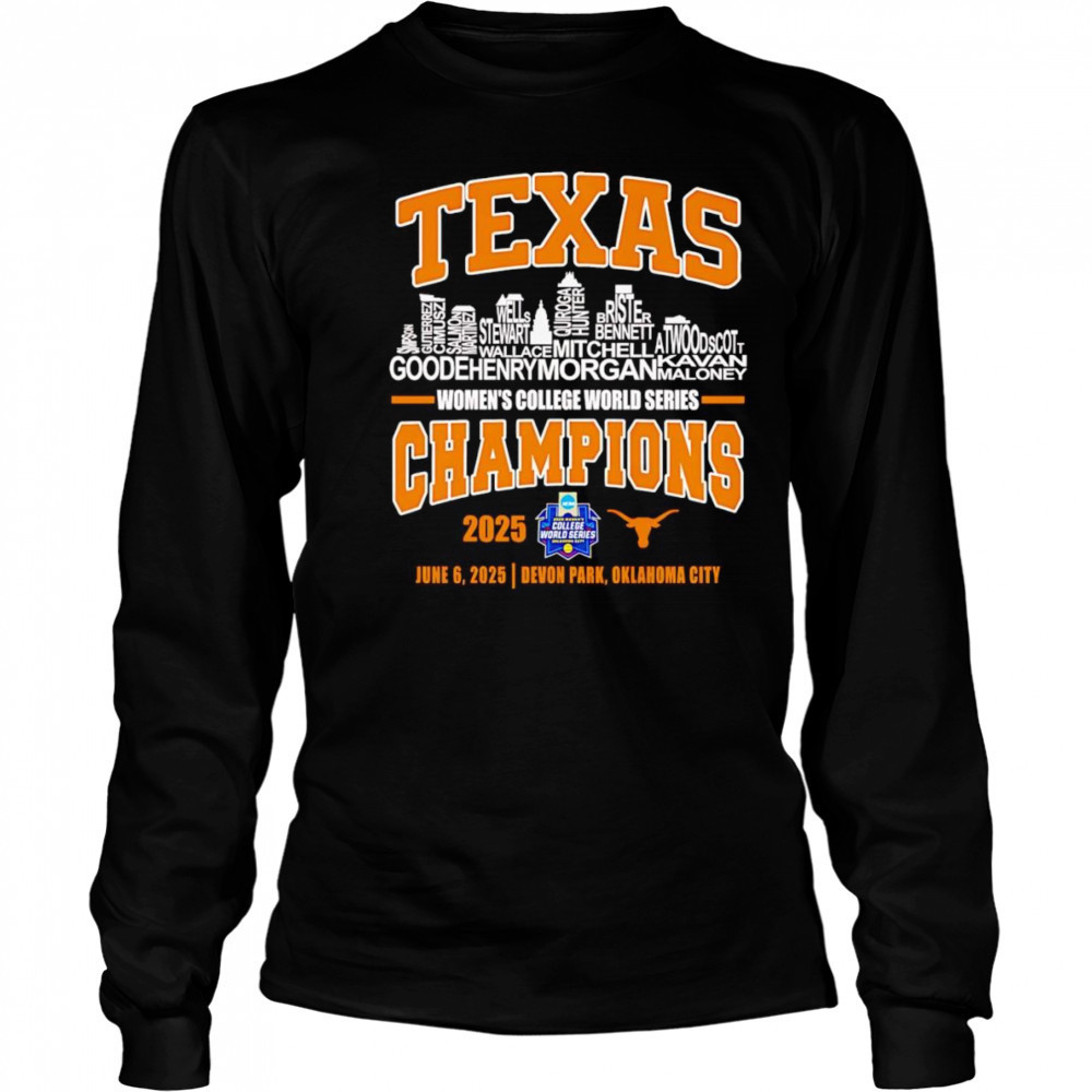 Skyline name Texas Women’s College World Series Champions 2025 shirt Long Sleeved
