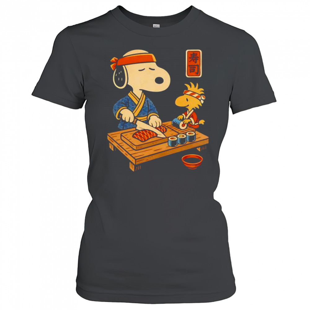 Snoopy and Woodstock sushi Japan food shirt Women's T-shirt