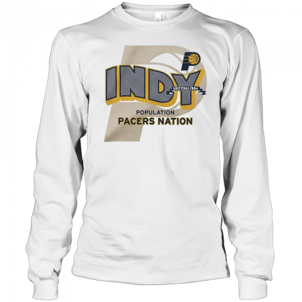 Stadium Essentials Natural Indiana Pacers Greetings From Shirt Long Sleeved