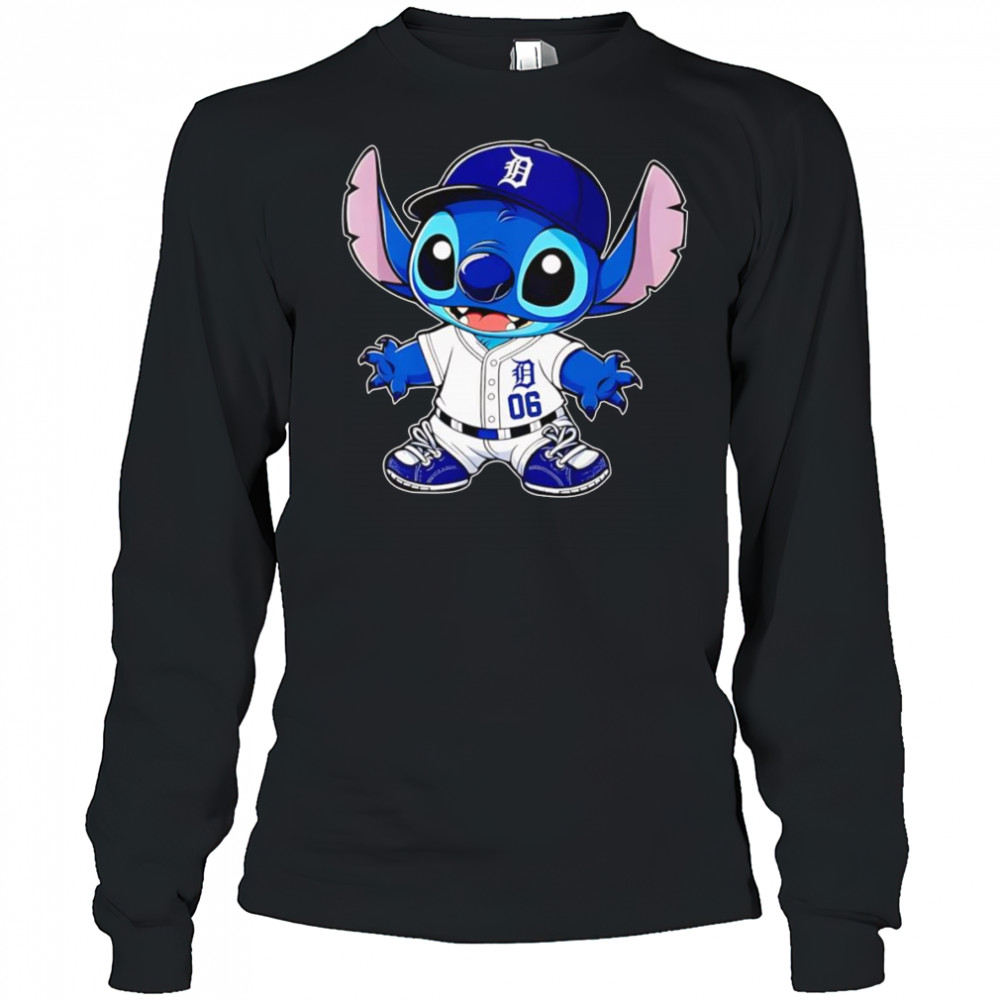 Stitch Detroit Tigers baseball shirt Long Sleeved