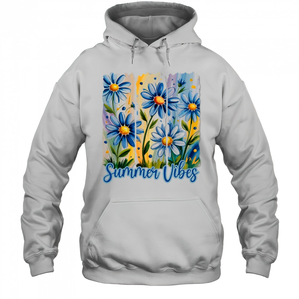 Summer Vibes Blue Floral Summer Women Wildflower Graphic shirt Hoodie