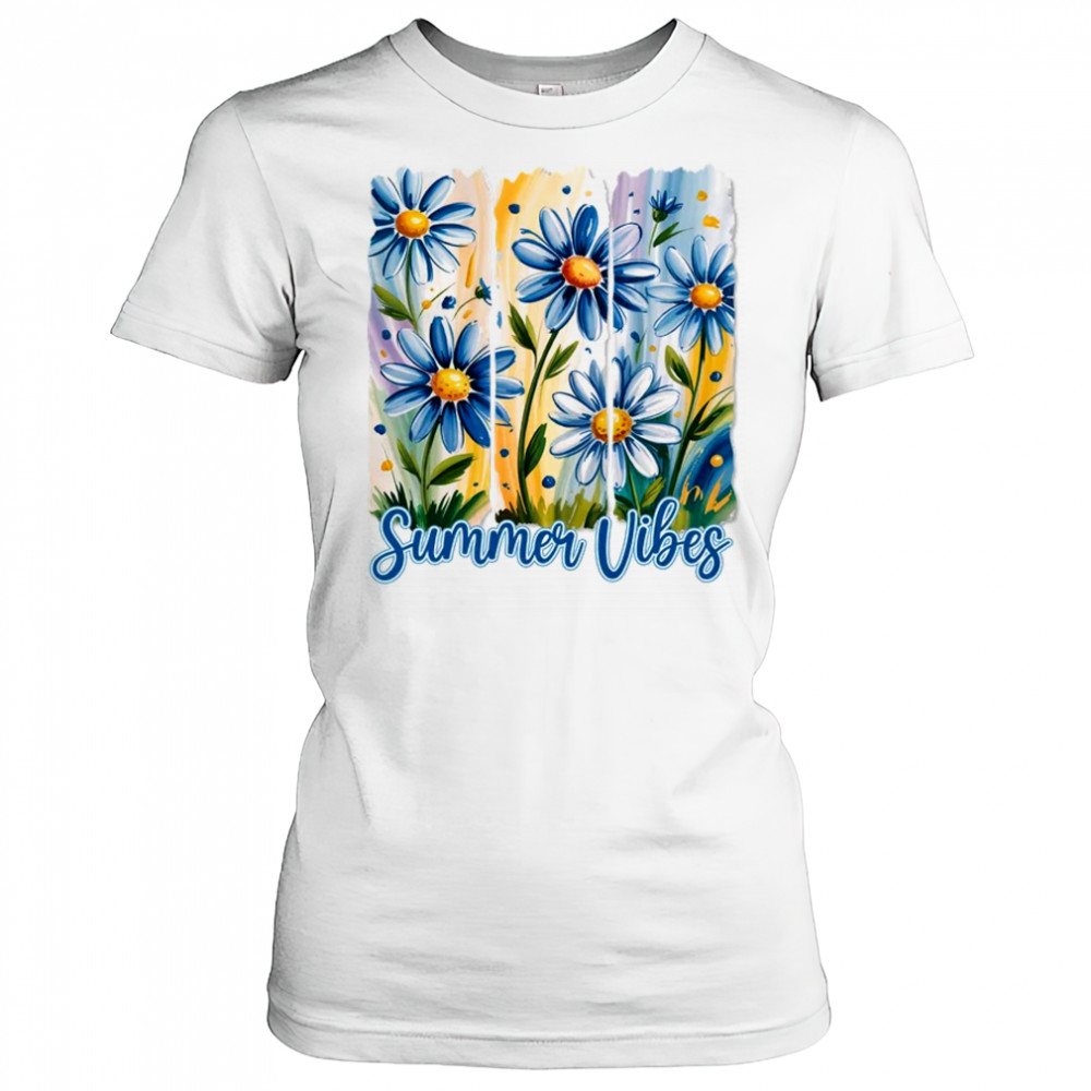 Summer Vibes Blue Floral Summer Women Wildflower Graphic shirt Women's T-shirt