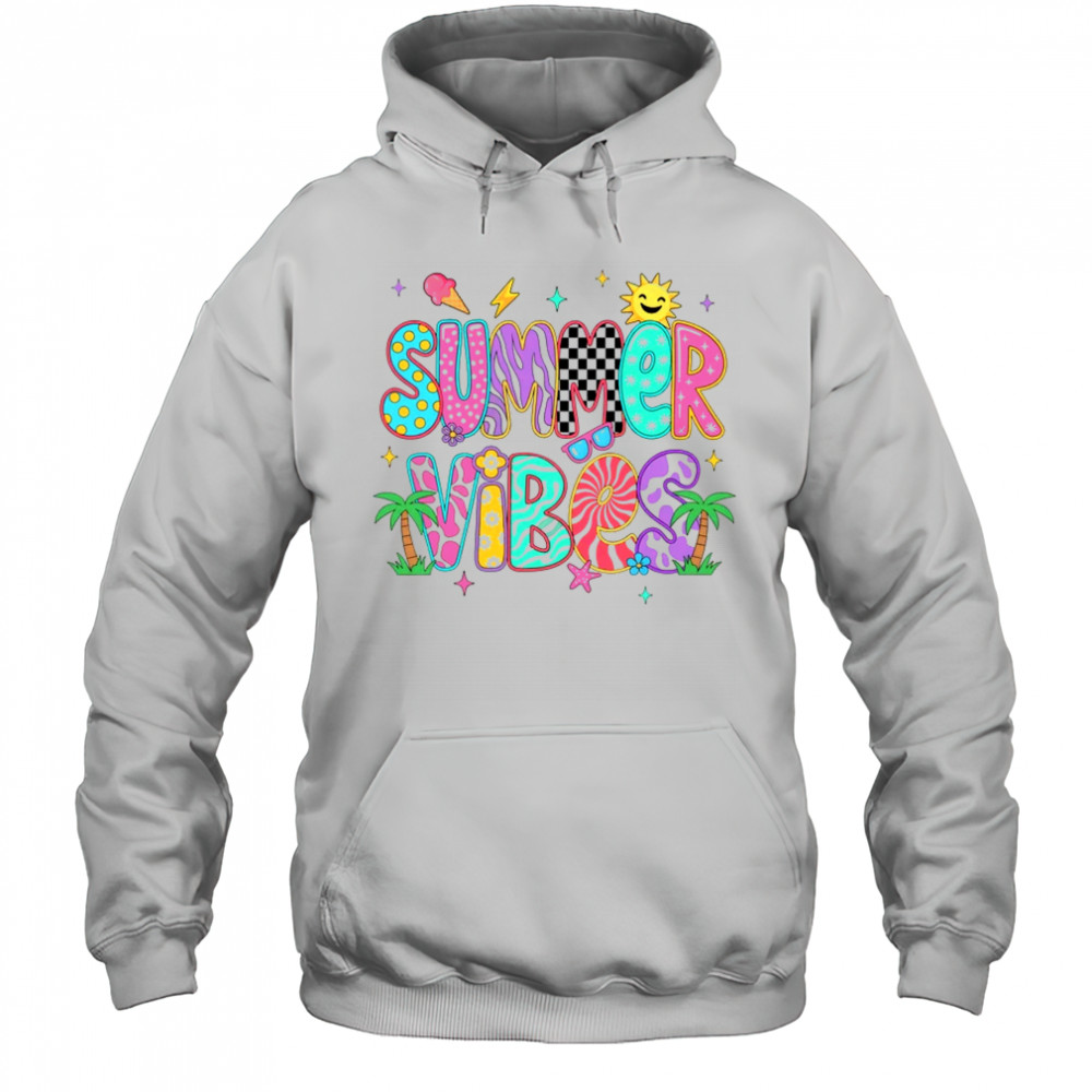 Summer Vibes Retro Hello Summer Vacation Women Girls Boys shirt Hoodie