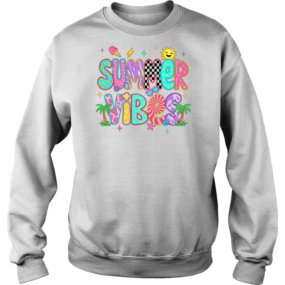 Summer Vibes Retro Hello Summer Vacation Women Girls Boys shirt Hoodie
