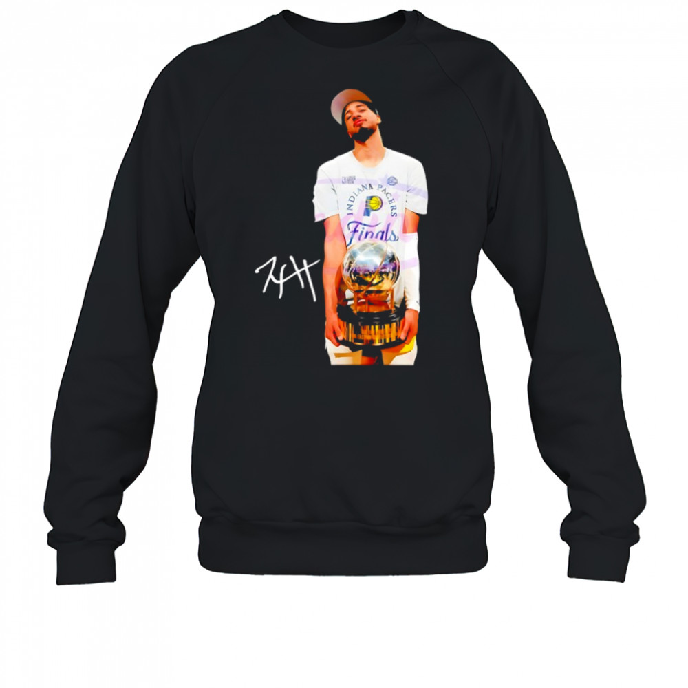 Tyrese Haliburton holding trophy Indiana Pacers 2025 NBA Finals signature shirt Sweatshirt