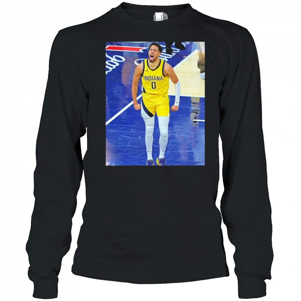 Tyrese Haliburton Indiana Pacers Game Frames T-Shirt Long Sleeved