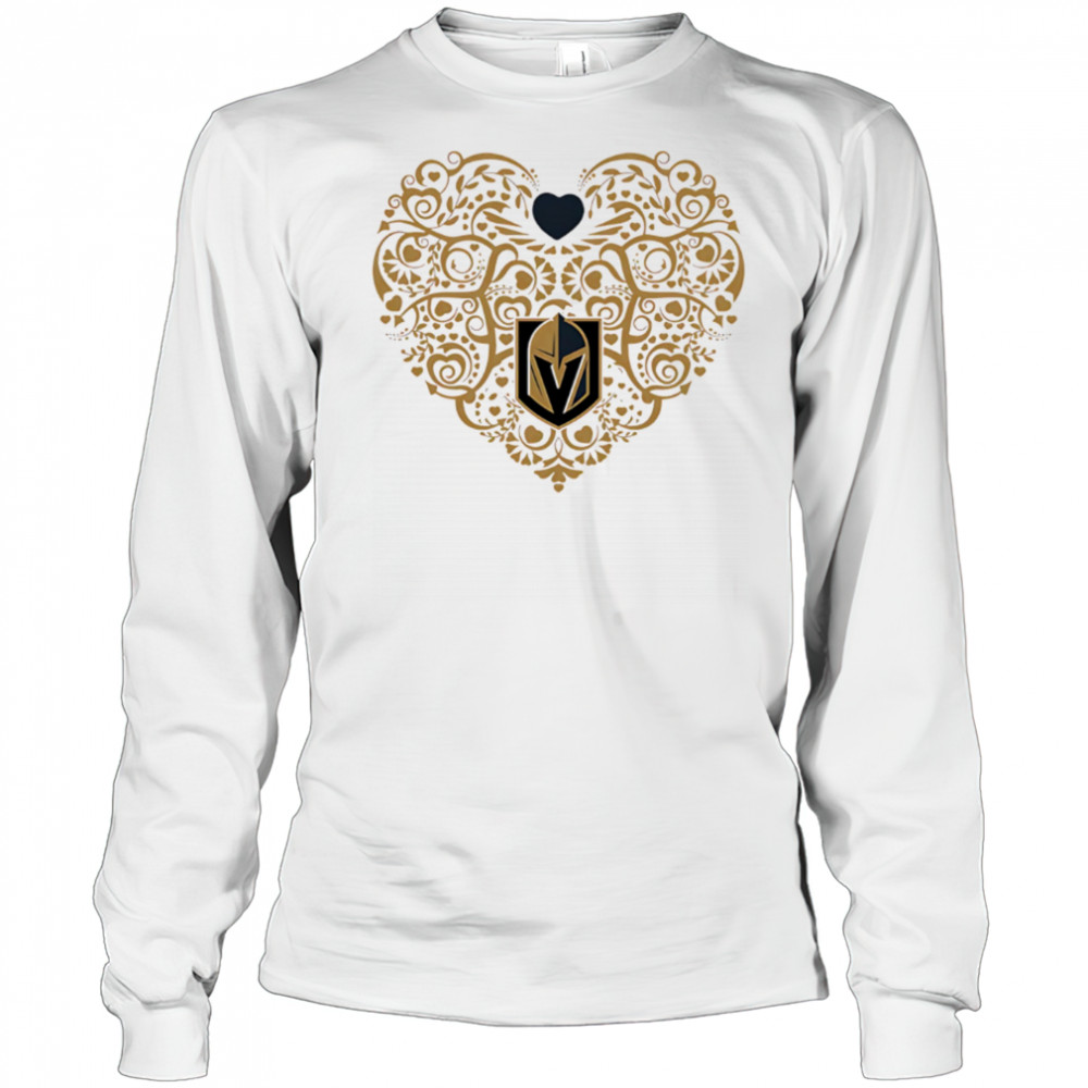 Vegas Golden Knights Floral Pattern Heart logo shirt Long Sleeved