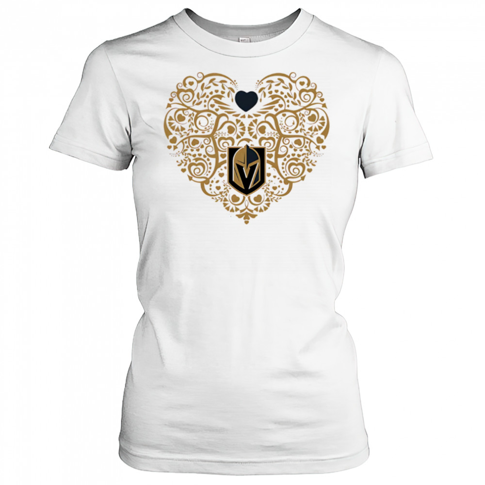 Vegas Golden Knights Floral Pattern Heart logo shirt Women's T-shirt