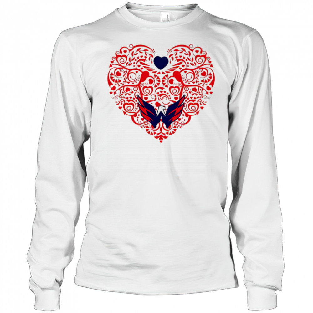 Washington Capitals Floral Pattern Heart logo shirt Long Sleeved