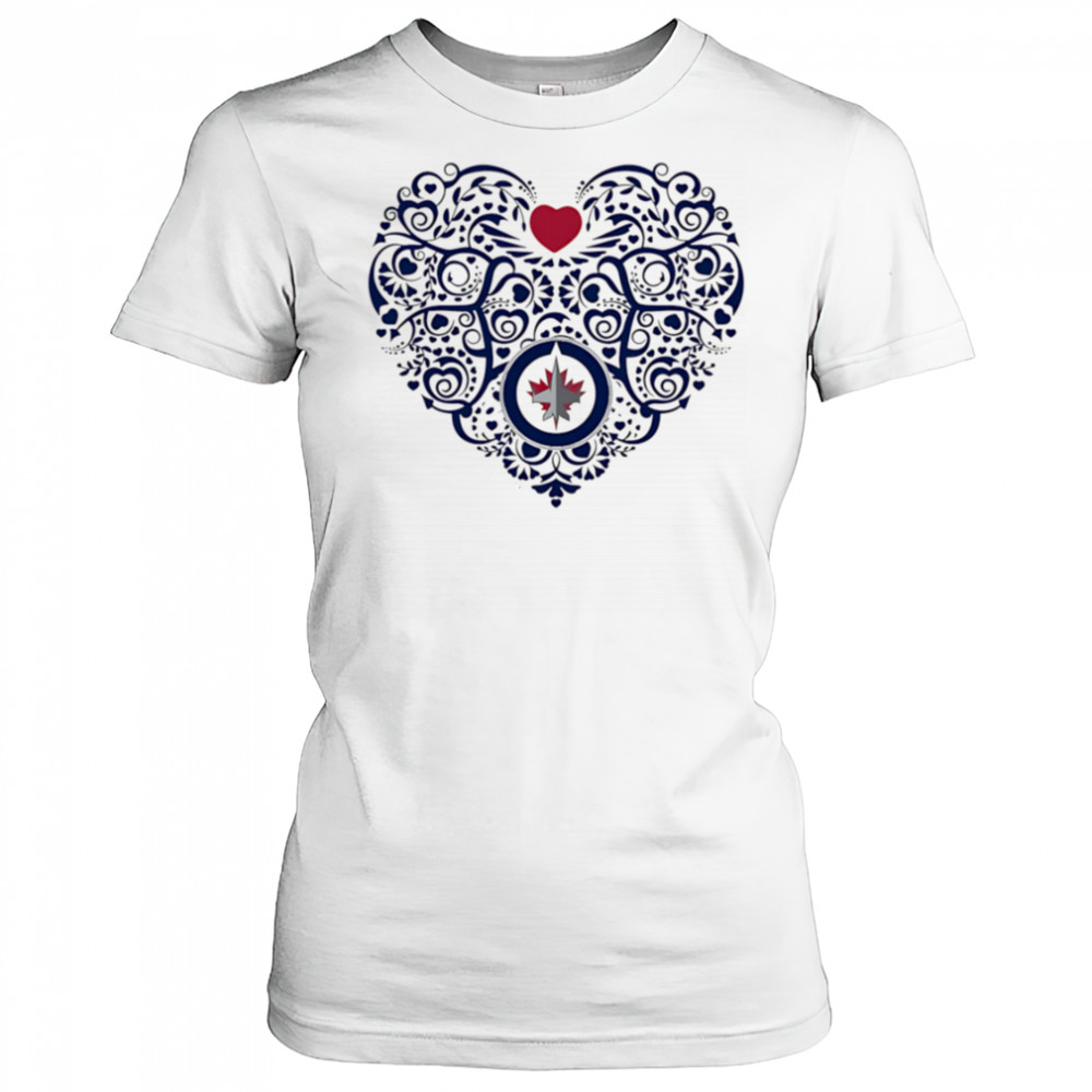 Winnipeg Jets Floral Pattern Heart logo shirt Women's T-shirt