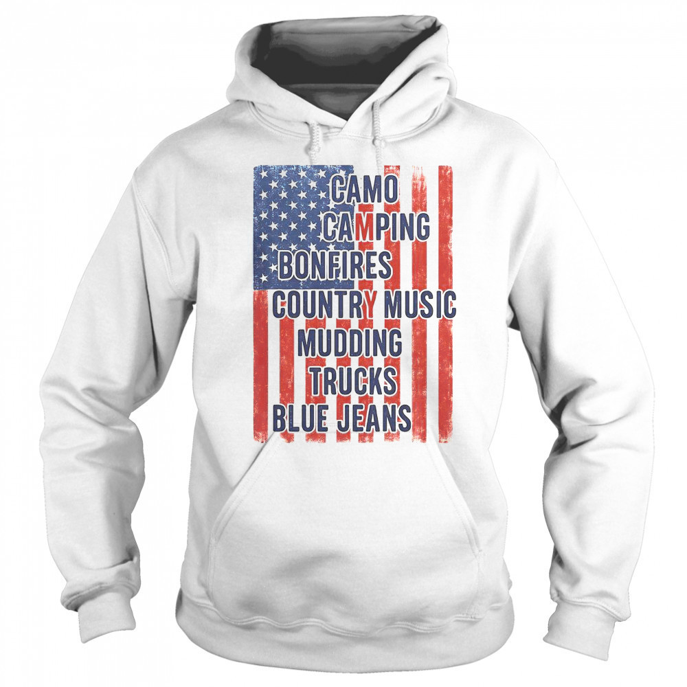 American Life Patriotic USA Flag Camo Camping Bonfires Country Music T-Shirt Sweatshirt
