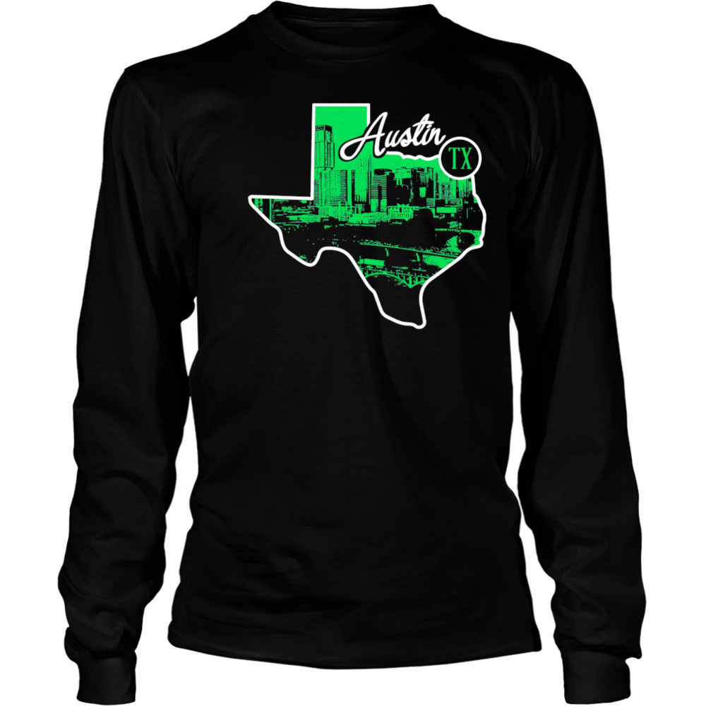 Austin State Skyline Map shirt Long Sleeved
