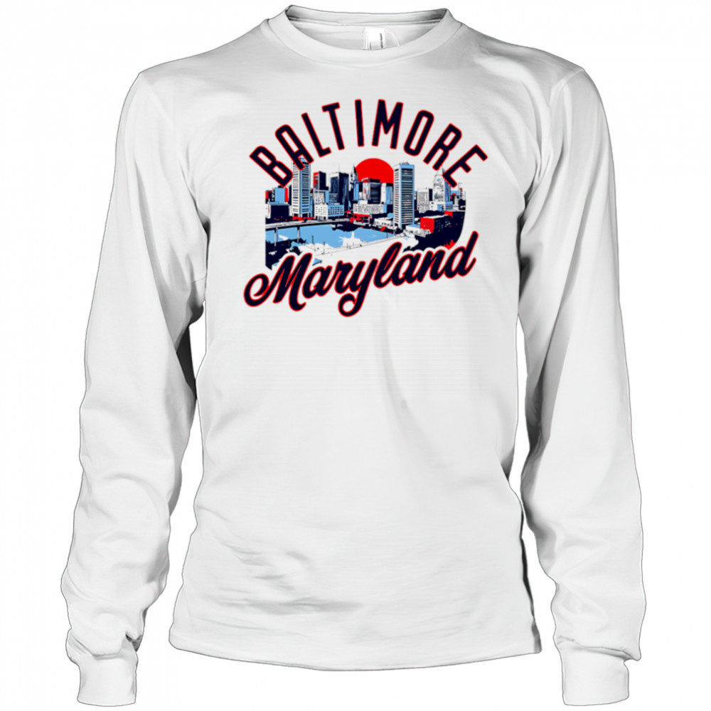 Baltimore Maryland Skyline Sunset shirt Long Sleeved