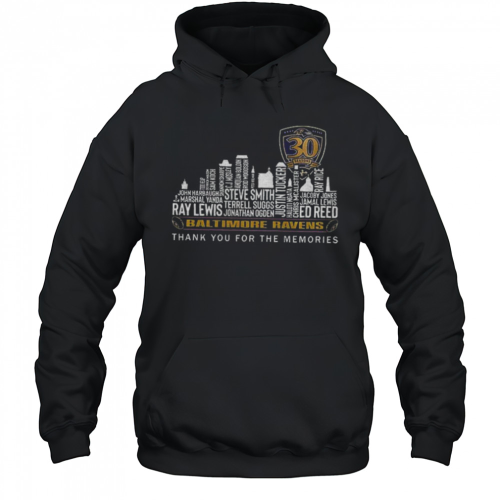 Baltimore Ravens City Skyline 30 Seasons Thank You For The Memories shirt Hoodie