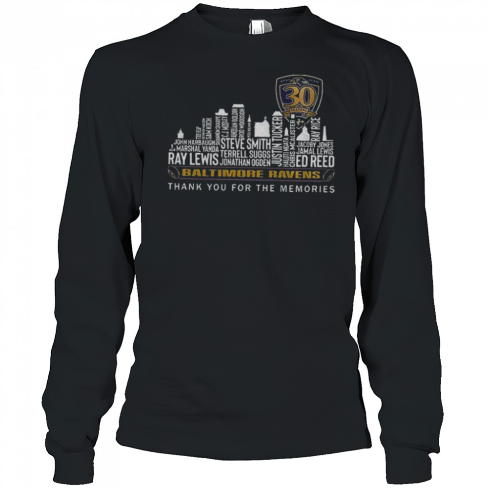 Baltimore Ravens City Skyline 30 Seasons Thank You For The Memories shirt Long Sleeved
