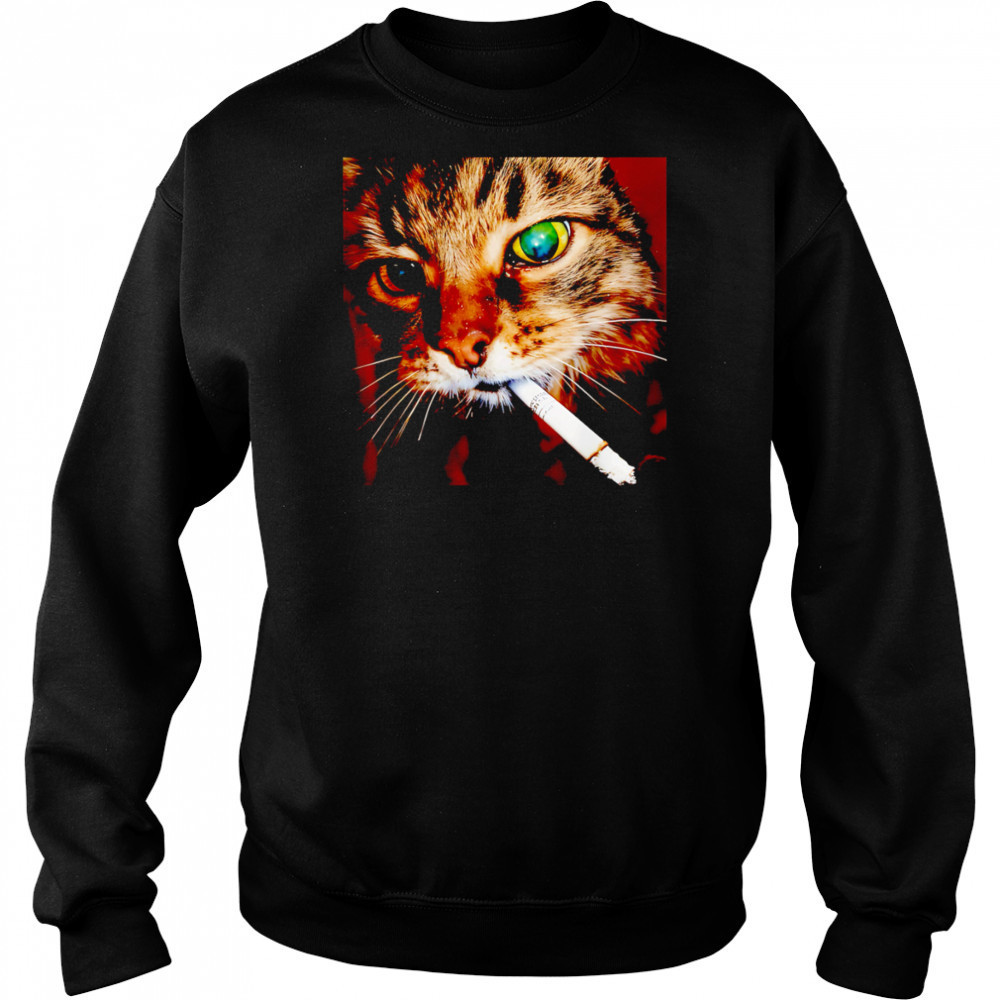 Cat Smoking funny meme shirt Hoodie