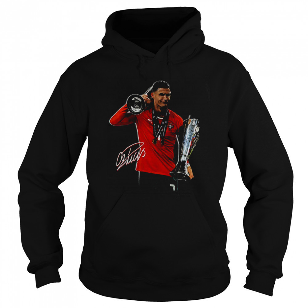 Cristiano Ronaldo holding Trophy UEFA Nations League 2025 signature shirt Sweatshirt